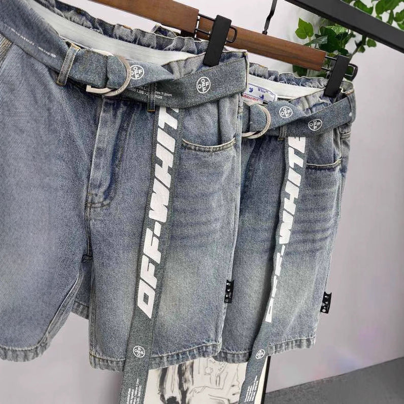OFF-Whlte Lettering denim shorts#28